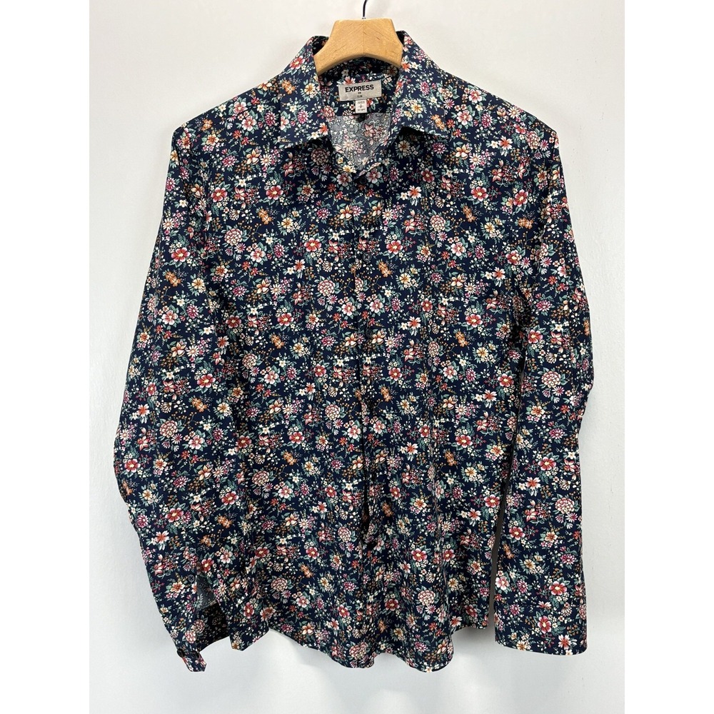 Men's Express Floral Button Up Shirt Sz Small Slim Fit 14 14.5